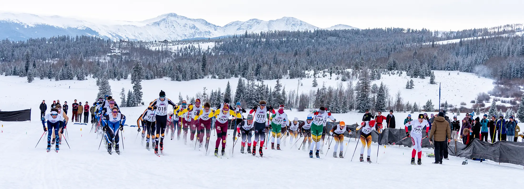 The start of the 15 km USCSA skate race at Snow Mountain Ranch, Colorado, January 25, 2025.