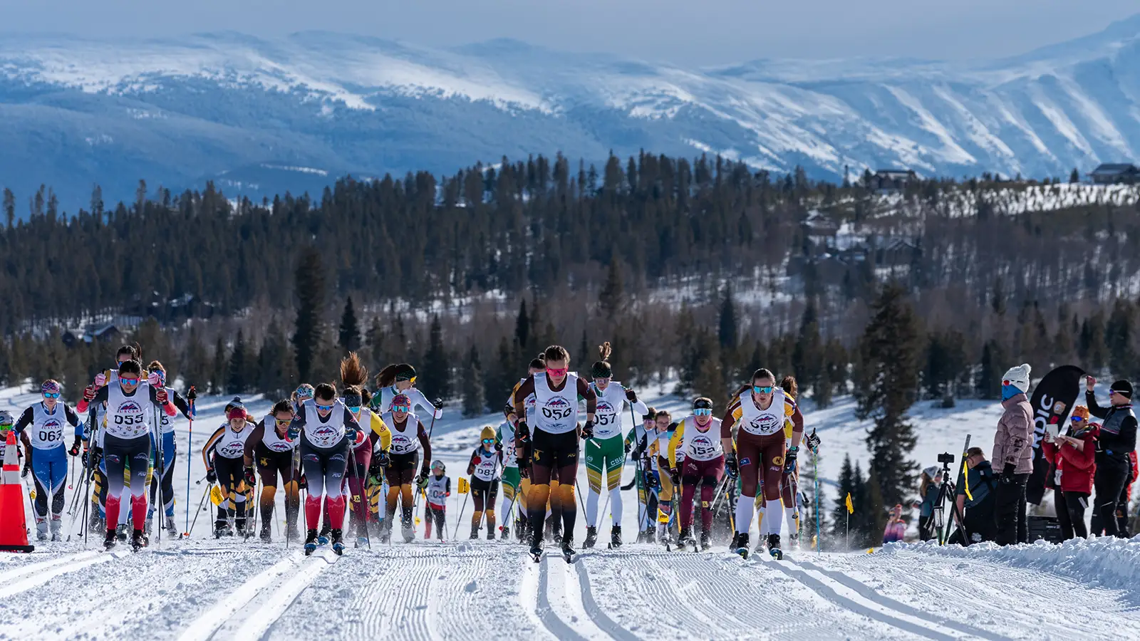 Colorado Mesa University cross country ski team in the mass-start classic race