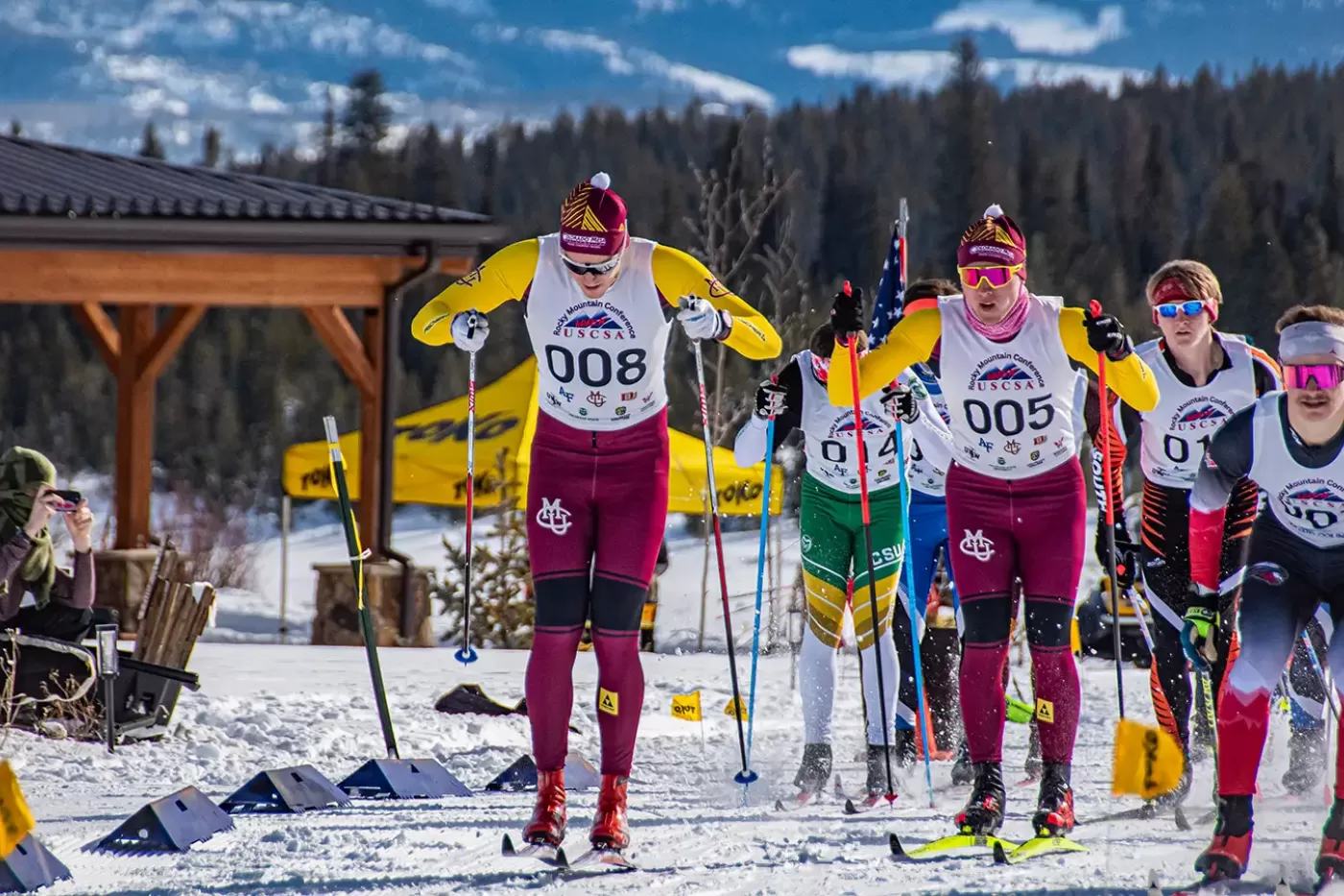 CMU Nordic team in the classic ski race at Snow Mountain Ranch