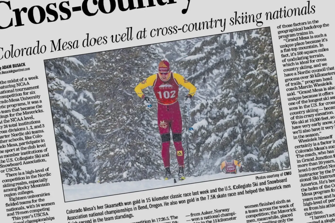 In the News: CMU Cross Country Ski Team Featured in The Daily Sentinel