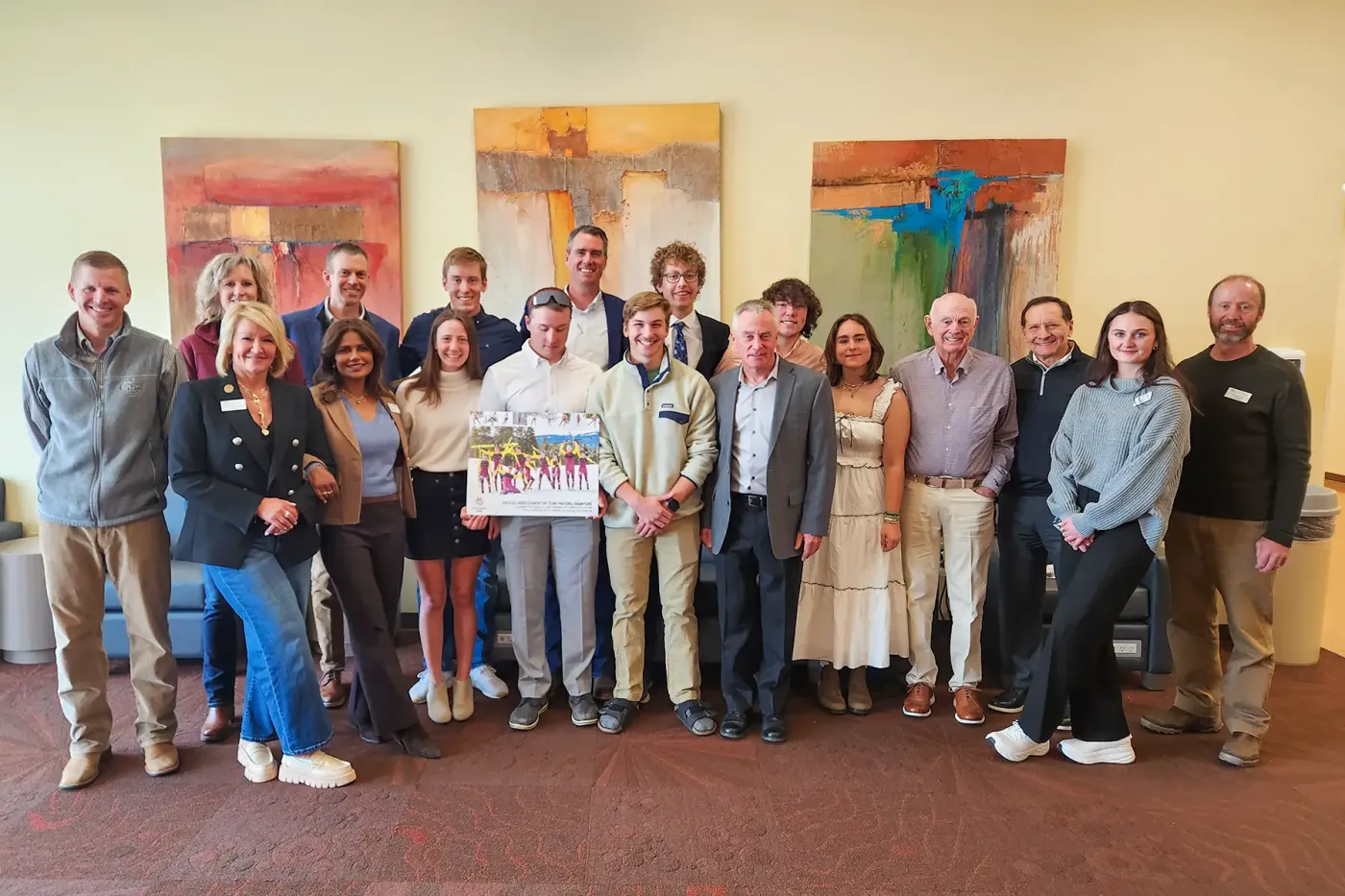 CMU Cross Country Ski team with CMU Leadership