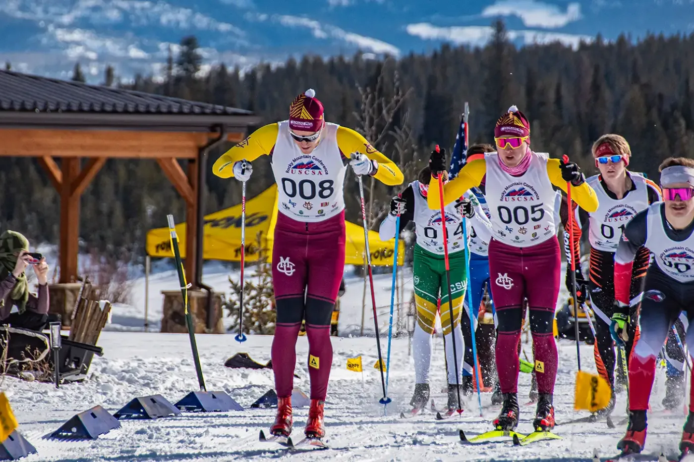 CMU Nordic team in the classic ski race at Snow Mountain Ranch